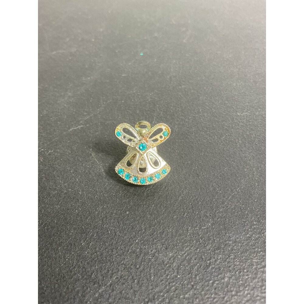 Angel-Shaped Silver Pendant With Blue Gem Accents
